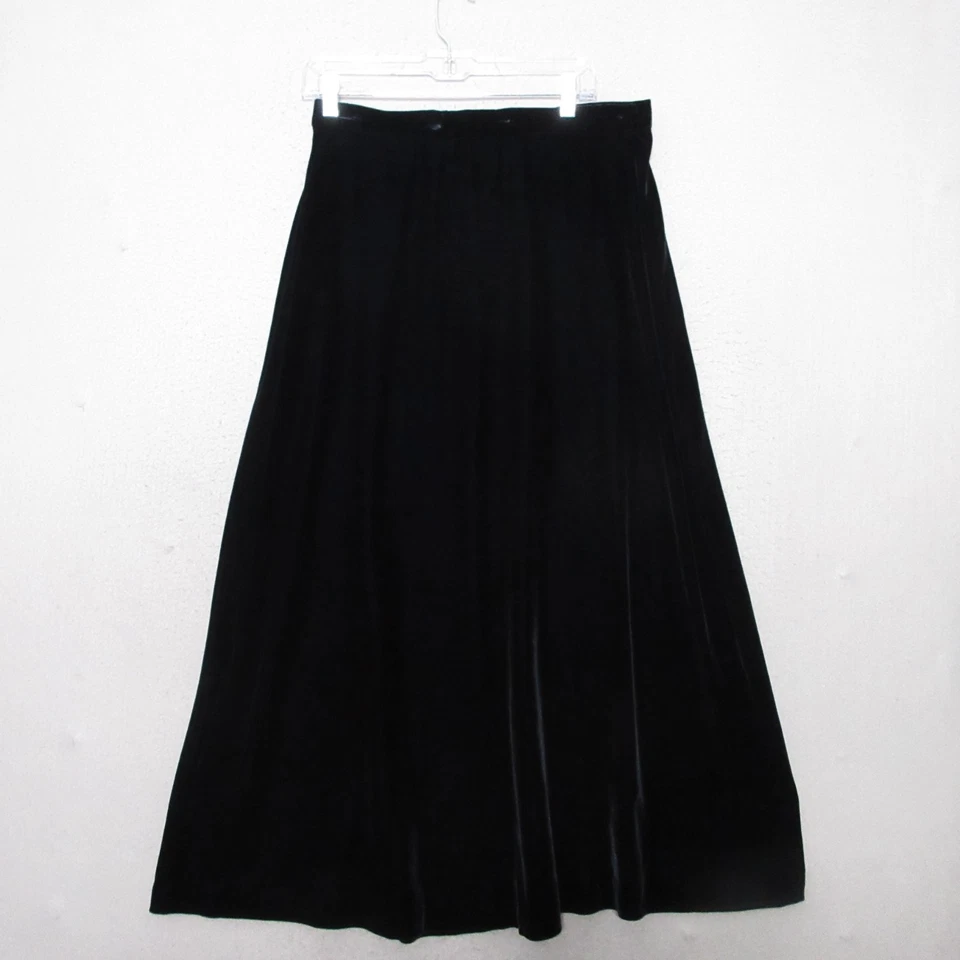 Falda vintage Jones New York 14 azul oscuro terciopelo mezcla seda midi caprichoso años 90 Foto 1 de 4