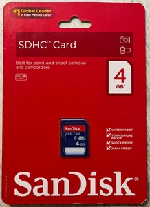 SANDISK SDHC CARD 4GB NEW IN FACTORY SEALED PACKAGE - Picture 1 of 2