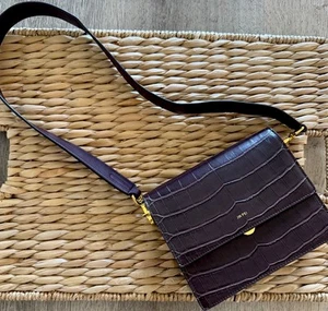 JW PEI MINI FLAP CROSSBODY BROWN CROC BAG VEGAN HANDBAG - Picture 1 of 5