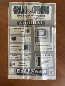 Eslinger Television & Appliances 1962 Newspaper Ad Clipping South Bend Indiana - Picture 1 of 5