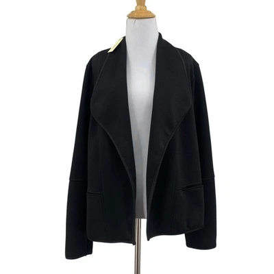 Cárdigan Max Studio Mujer XL Extra Grande Negro Ancho Frente Abierto Ponte Tejido Foto 1 de 4