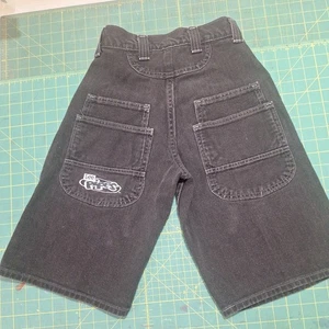 Lee Pipes Black Denim Skater Shorts Vintage Youth Small (26 x 12) y2k punk baggy - Picture 1 of 9