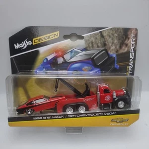 1:64 MAISTO Design Elite Transport 1953 B-61 Mack Flatbed & 1971 Chevrolet VEGA - Picture 1 of 10
