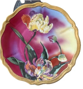 Antiker Teller O&EG Royal Austria Orchideen signiert 1899-1918 Goldrand - Bild 1 von 7