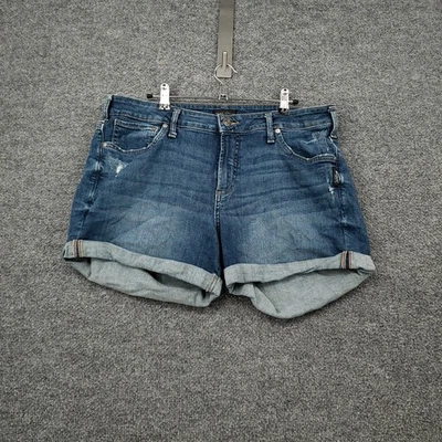 Pantalones Cortos Silver Jeans Co Para Mujer 14 Azul Novio Tiro Alto Puños Lavado Medio Denim Foto 1 de 4