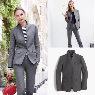 Blazer J.CREW Talla 2 Regent Cuello Pie en Lana Super 120’s GRIS Estilo F5642 Foto 1 de 4