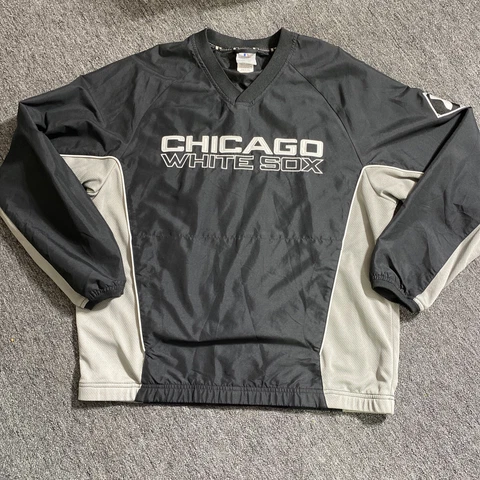 Chicago White Sox MLB Genuine Merchandise Black Pullover Windbreaker Sz LG VTG Cover