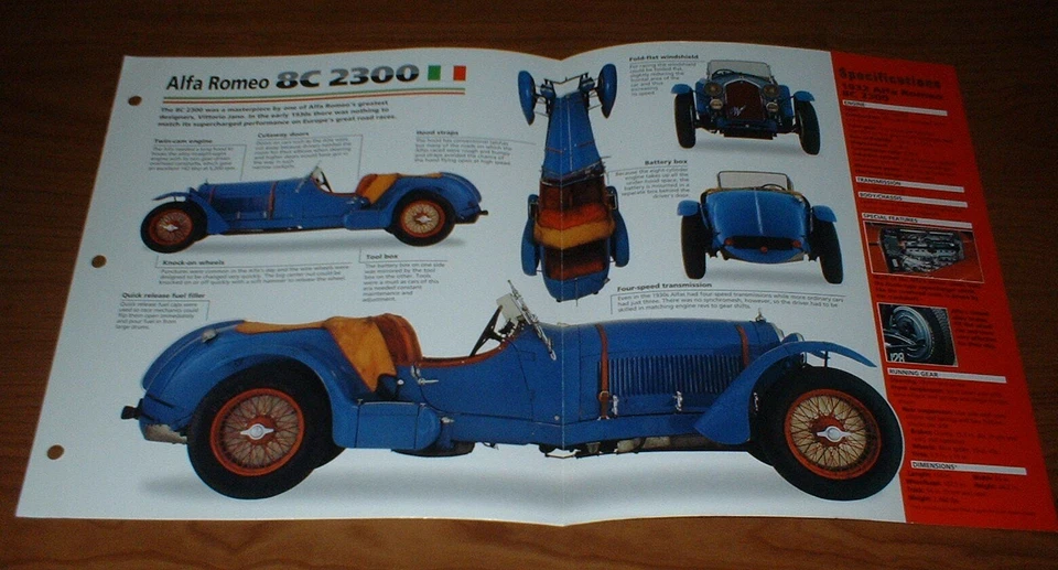ALFA ROMEO 8C 2300 1932 HOJA DE ESPECIFICACIONES FOLLETO FOTO INFORMACIÓN FOLLETO 31-34 Foto 1 de 1