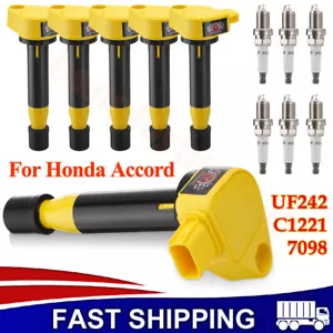 UF242 Ignition Coil and Spark Plug For Honda Accord Odyssey Acura CL TL 6Pack - Picture 1 of 14