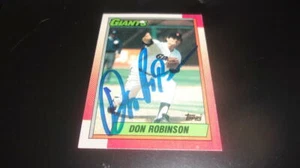 Tarjeta firmada por Don Robinson Gigantes de San Francisco 1990 Topps certificado de autenticidad - Imagen 1 de 1