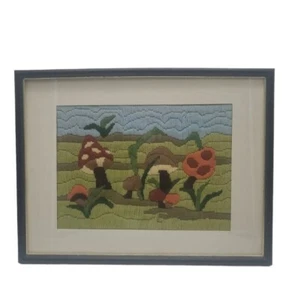 Arte de pared enmarcado con cuadro crewel de setas de colección plantas hongos MCM paisaje - Imagen 1 de 14