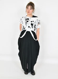 CRAZY H4 Vestido Jersey Algodón Asimétrico Blanco/Negro Talla L/XL - Imagen 1 de 7