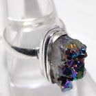 Titanium Druzy 925 Silver Plated Gemstone Handmade Ring US 9 Handcrafted Gift t9