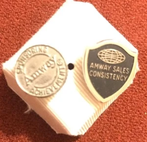 2 Vintage 1960's 1970's Amway Lapel Hat Pin Tie Tack Enamel - Picture 1 of 3