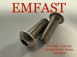 1/4 UNC x 5/8 In Socket button head screw stainless steel Allen Key dome Bolt - Picture 1 of 3