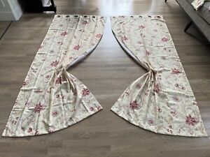 Laura Ashley 2 panels yellow floral curtains 