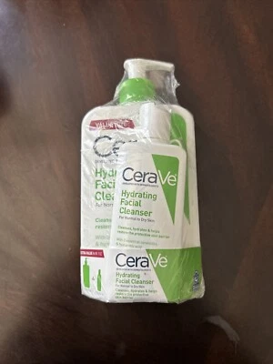 CeraVe Hydrating Facial Cleanser for Normal to Dry Skin 2pack 16oz & 3oz Set 🆕 - Image 1 of 3