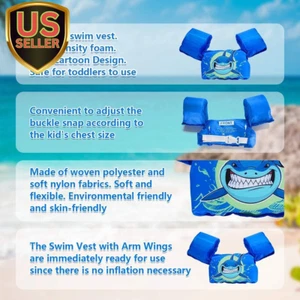 Kids Swim Life Jacket Vest for Swimming Pool, Swim Aid Floats, Toddler Swim V... - Picture 1 of 1