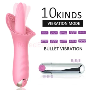 Vibrating Tongue Licking Clit Vibrator G-Spot Sucking Oral Massager Sex Toy USA - Picture 1 of 12