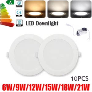 Dimmable Downlight Round LED Panel Recessed Ceiling Lamp 6W/9W/12W/15W/18W/21W - Picture 1 of 18