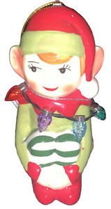 Mr Christmas Follow the Magic Sitting Elf Knee Hugger Light Up Figure Ornament
