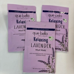 3 Pks Que Bella  Bath & Beauty Relaxing Lavender Mud Mask Vegan Nourishing - Picture 1 of 5