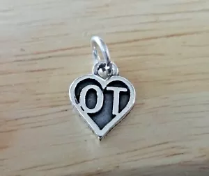 ¡Terapia ocupacional pequeña de plata esterlina 12x10 mm OT en encanto para corazón! - Imagen 1 de 3