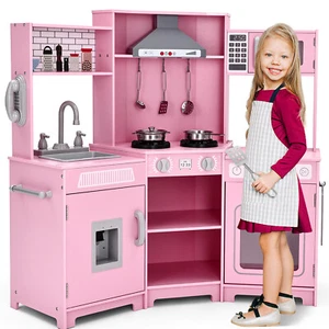 JOYLDIAS Kids Corner Wooden Playset Pretend Toddler Kitchens Cooking Toy Light - Picture 1 of 14