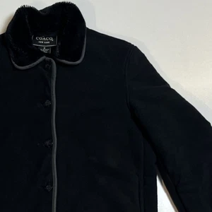 Cappotto Coaco New York con bottoni taglia S foderato in pile e pelliccia sintetica spesso giacca calda vintage - Foto 1 di 8