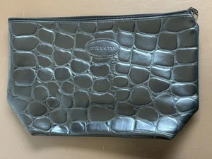 Estee Lauder Make Up Cosmetic Bag Vintage 70's Faux Leather Black Zipper Top - Picture 1 of 6