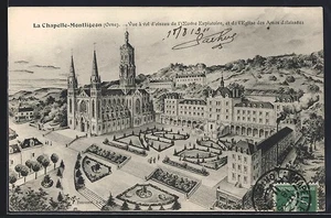 CPA La Chapelle-Montligeon, Vue à vol d´oiseau de l´uvre Expiatoire et de l´Ég - Picture 1 of 2
