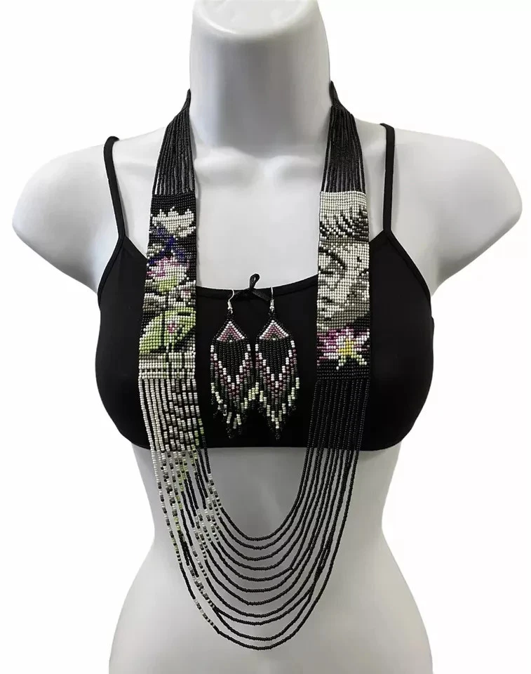 Collar de cuentas de semillas hecho a mano estilo americano collar de cuentas boho pendiente Foto 1 de 1