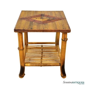 Vintage Coastal Rattan Split Schilf Pflanzenständer Beistelltisch - Bild 1 von 8