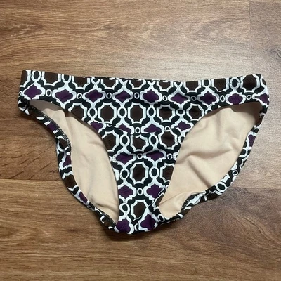 Parte inferior de natación de bikini Lands End para mujer talla 2 estampado geométrico marrón negro púrpura Foto 1 de 4