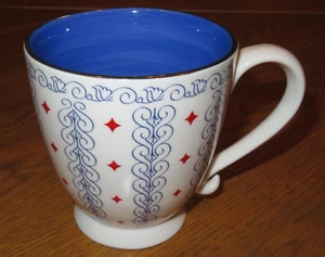 TAZZA STARBUCKS caffè BARISTA bianco blu piedi vortici e diamanti rossi 18 oz 2003 - Foto 1 di 6