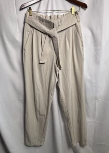 Athleta Skyline Pant High-Rise Travel Belted Beige Womens Size 4 Paperbag Pants - Picture 1 of 5