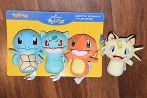 4 Hallmark Itty Bittys POKEMON Set of 3 Squirtle Bulbasaur Charmander + Meowth - Picture 1 of 10