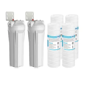 2Pack Whole House Water Filter Housing System 4p 10" x2.5" String Wound Sediment - Picture 1 of 16