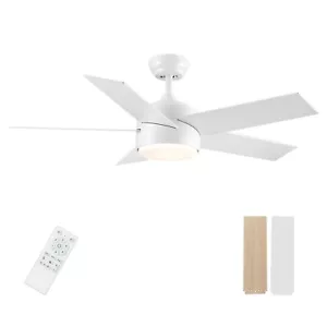 SNJ Ceiling Fans with Lights, 44 inch White Ceiling Fan with Remote, Modern C... - Picture 1 of 9