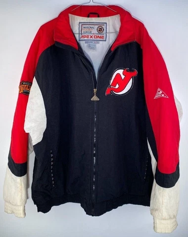 Vintage New Jersey Devils Apex One Jacket NHL Hockey Size XL Prince of Wales Cover