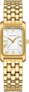 Watches for Women Vintage Bracelet Roman Dial Rectangular Case Gold Watch Waterp - Picture 1 of 6