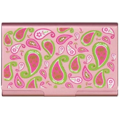 ROSA Y VERDE PAISLEY Portatarjetas de Visita Regalo Crédito Dinero Estuche Monedero Foto 1 de 3