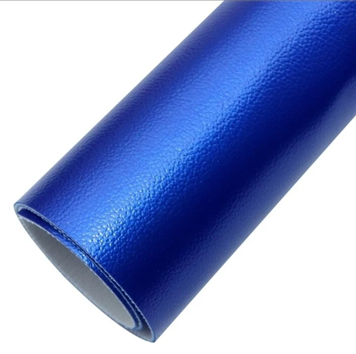 SÁBANA DE CUERO SINTÉTICO Litchi azul real brillante liso 8" x 12" 1247697 fieltro trasero Foto 1 de 1