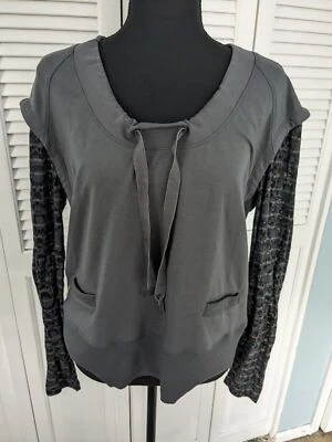 Sudadera Pullover Para Mujer Talla M Mezcla Algodón Modal Gris Burnout Foto 1 de 4