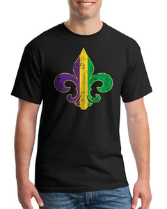 Mardi Gras Fleur De Lis Men's T-Shirt Carnival Fat Tuesday - Picture 1 of 9