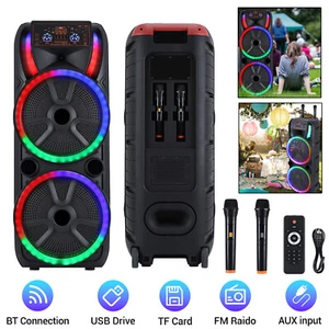 15" Dual Bluetooth RGB Lights Party Speaker Subwoofer Heavy Bass Sound with Mic - Bild 1 von 14