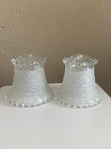 2 VTG Faceted Frosted Glass Boudoir Lamp Shade Bubble Diamond 5.5" Tall READ - Picture 1 of 14
