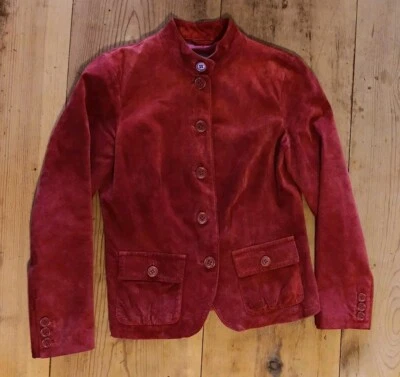 Chaqueta Blazer De Colección Liz Claiborne Mujeres Petite S Roja Gamuza Cuello Simulado con Botones Foto 1 de 4