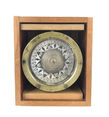 RARE Antique Japanese Nautical Ship Compass Gimbal Brass - Image 1 of 4
