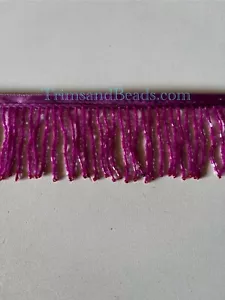 Por yarda-2"-FUCSIA AB BOLA Vidrio Cuentas Flecos Lámpara Disfraz Borde - Imagen 1 de 1